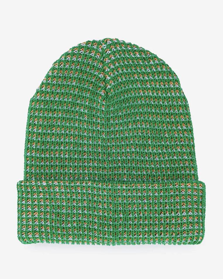 Verloop Simple Grid Rib Knit Beanie Hat in Kelly Green