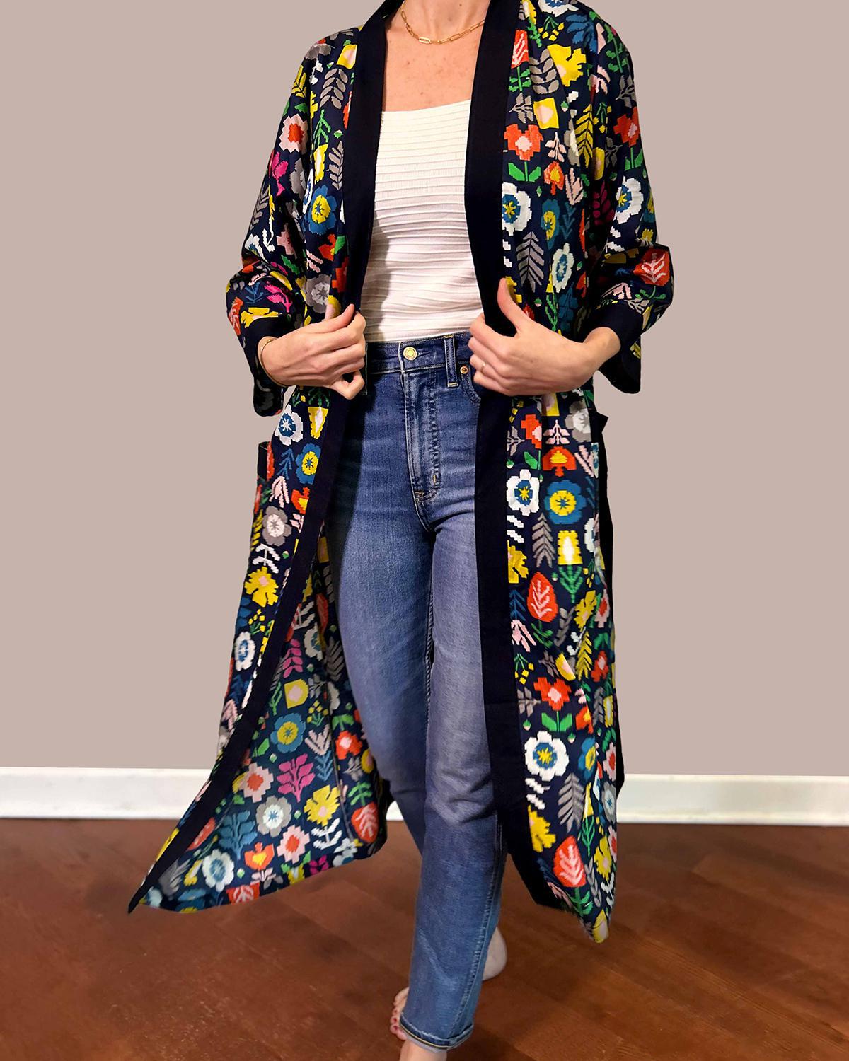 Txtile Lightweight Cotton Robe - Geo Garden Print