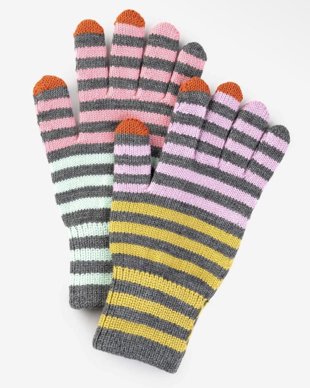 Verloop Color Stripe Touch Screen Gloves in Grey, Pink, Purple, Green