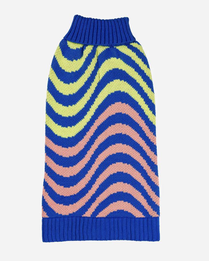 Verloop Soundwave Dog Sweater - Lime Cobalt