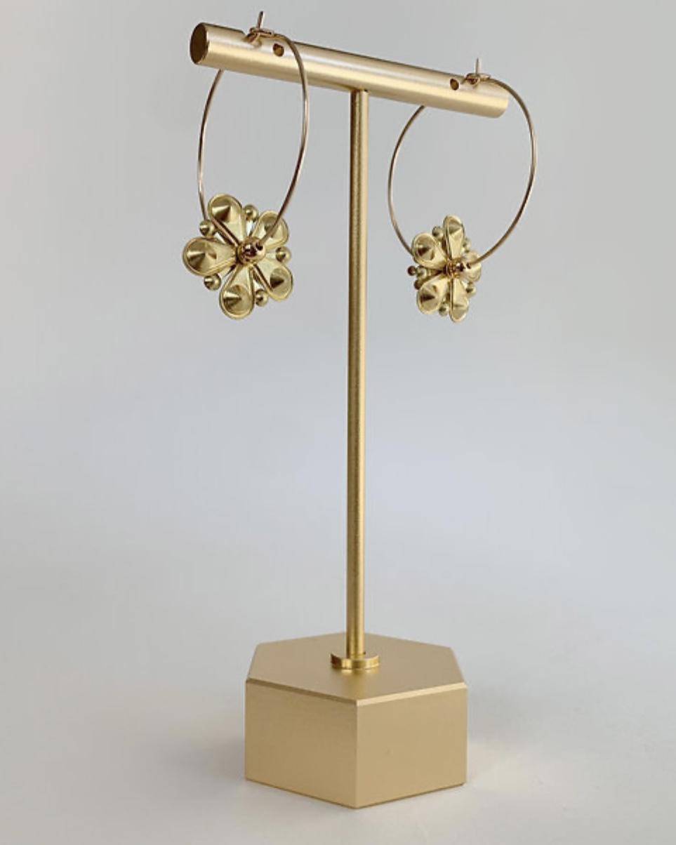 caliLOVESchi 14k Gold Hoops - White Daisy