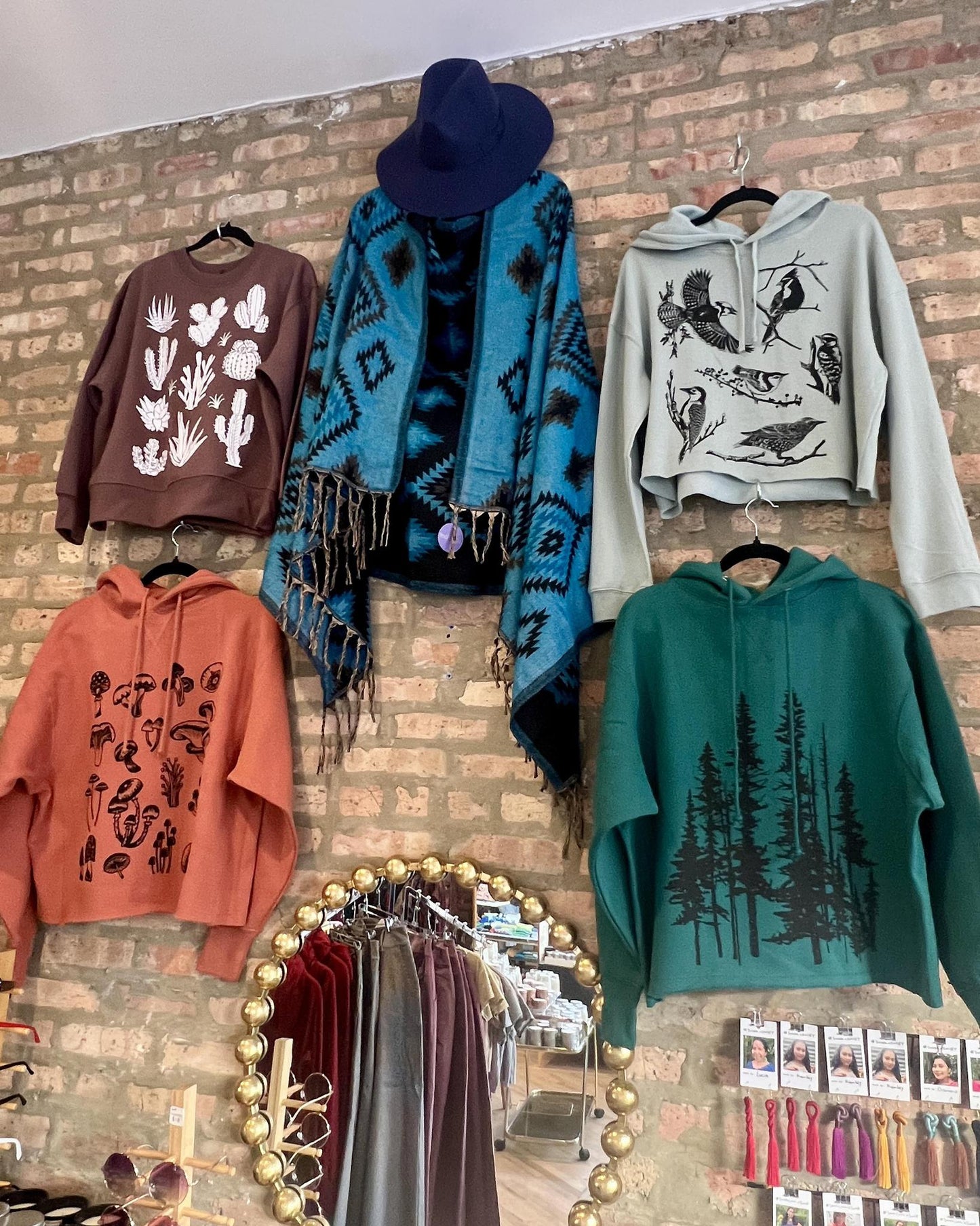 Mad Love Sea Foam Crop Hoodie With Backyard Birds - Size Large