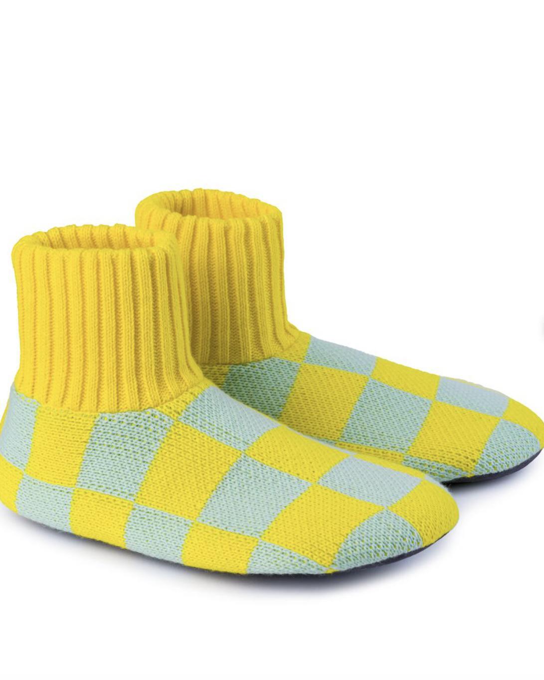 Verloop Checkerboard Sock Slipper Jade Yellow