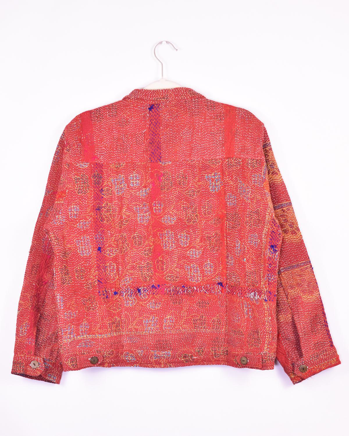 Txtile Alfie Chore Jacket Brick Red Size XL - Quilted Patchwork Kantha Jacket