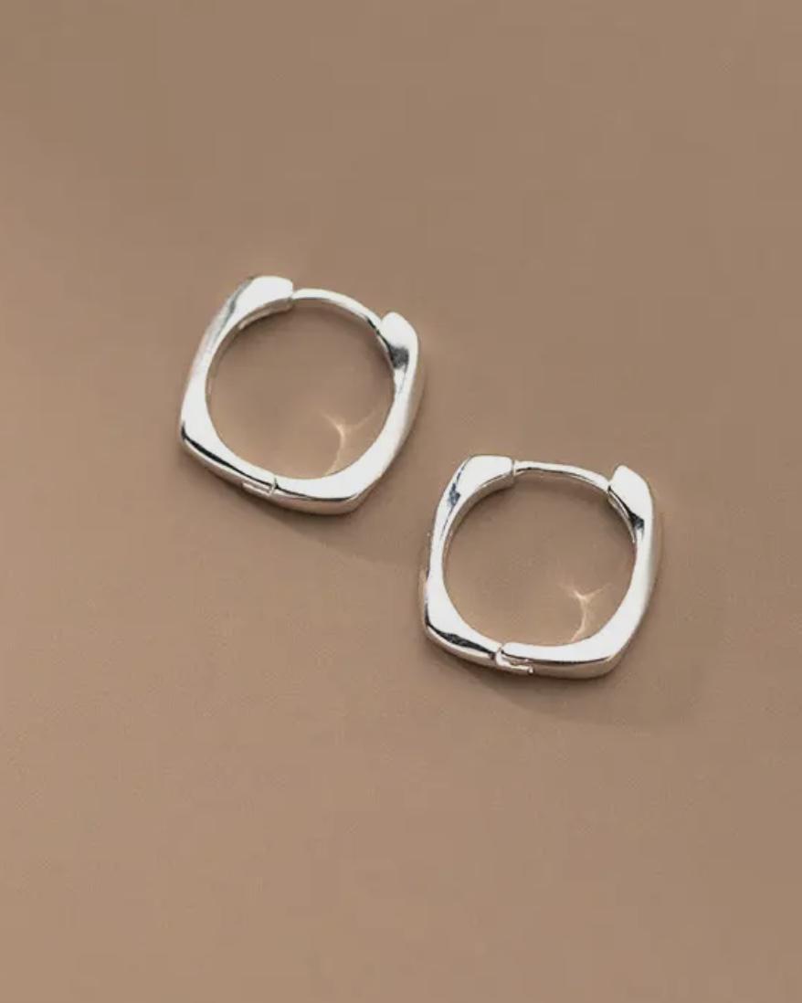 Perimade Minimalist Square Cuff Hoop Earrings in Sterling Silver