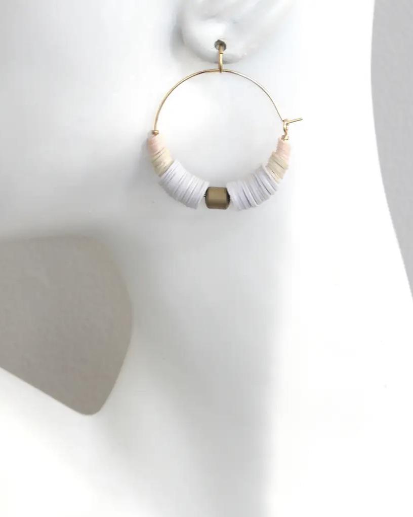 David Aubrey White and Cream Hoop Earrings