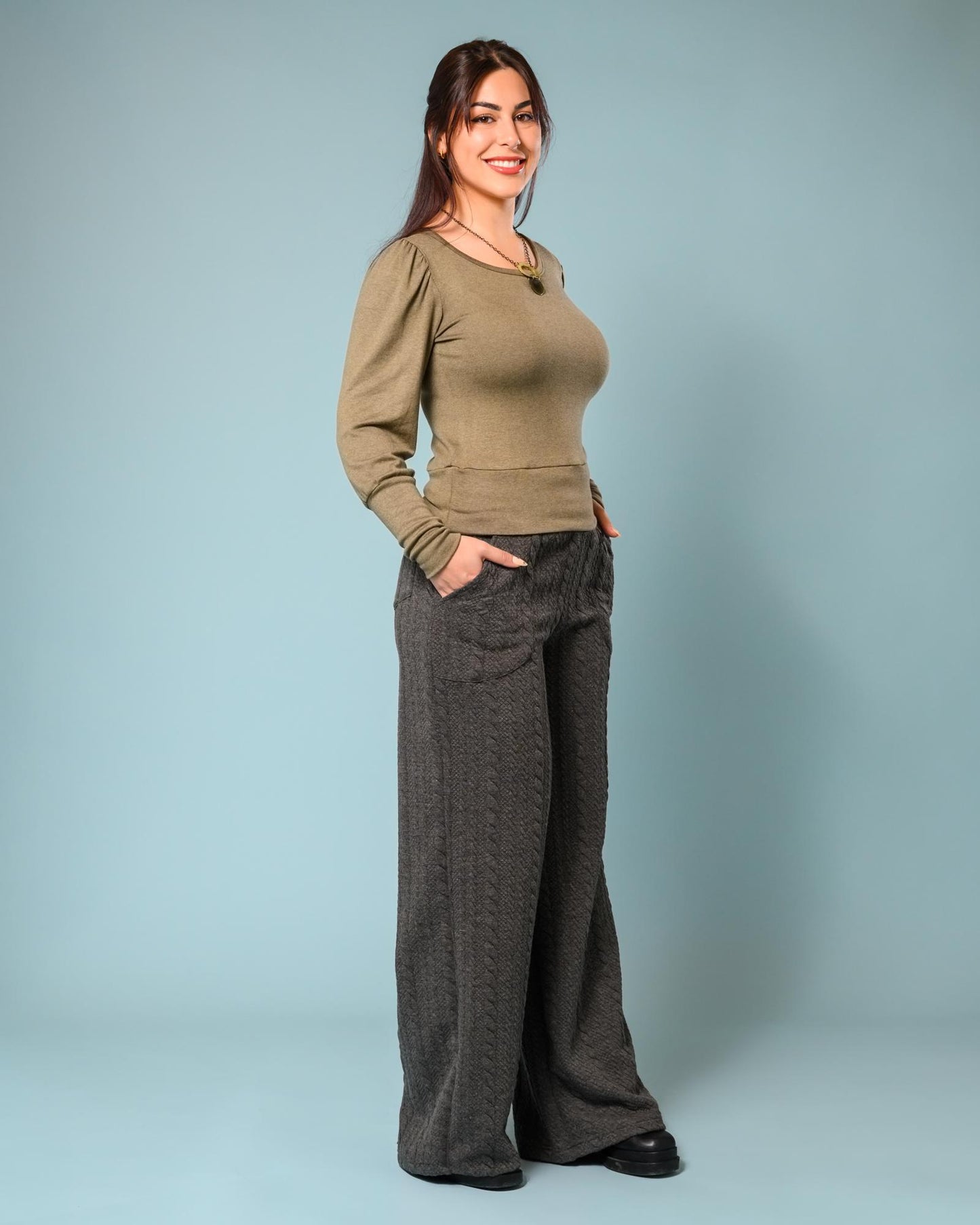 Squasht Violetta Sweater in Light Olive Green