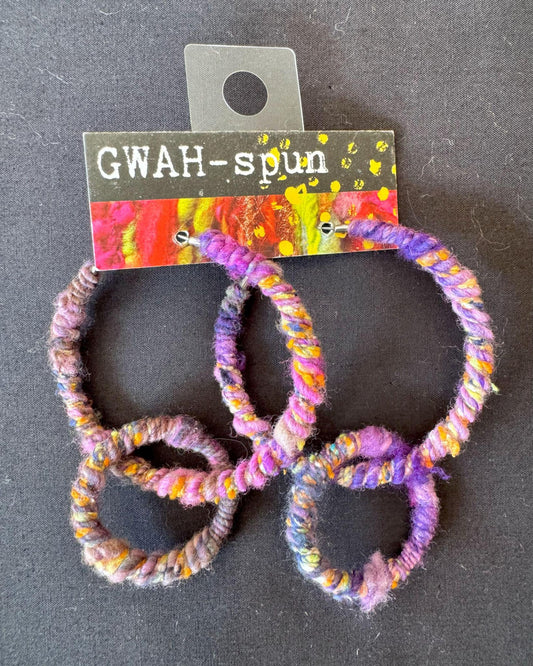 GWAH-spun Hoop Earrings - Double Multicolored Purple