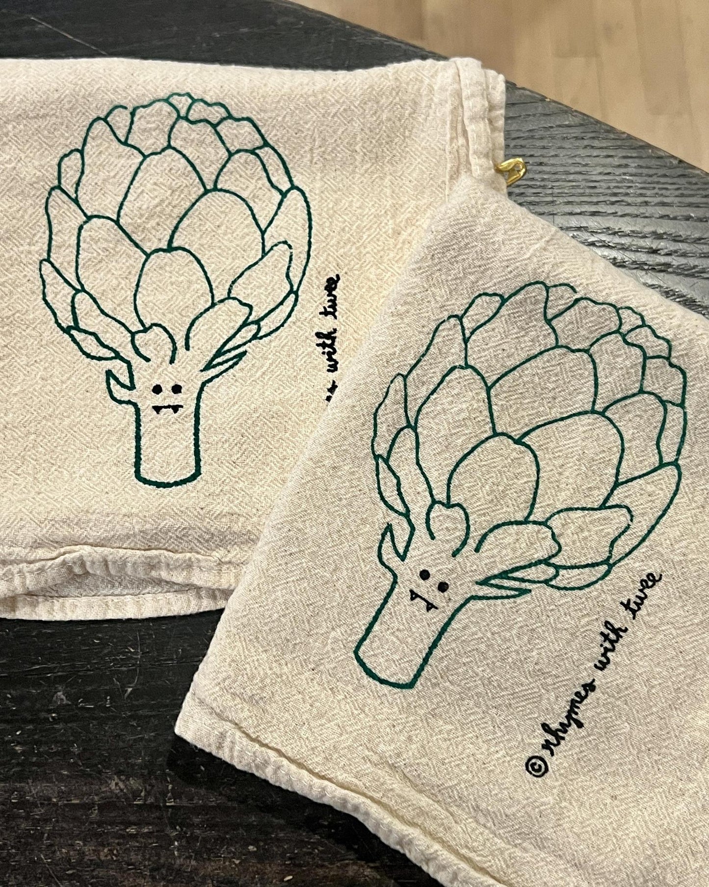 Rhymes With Twee Vampire Veggie Tea Towel - Artie Artichoke