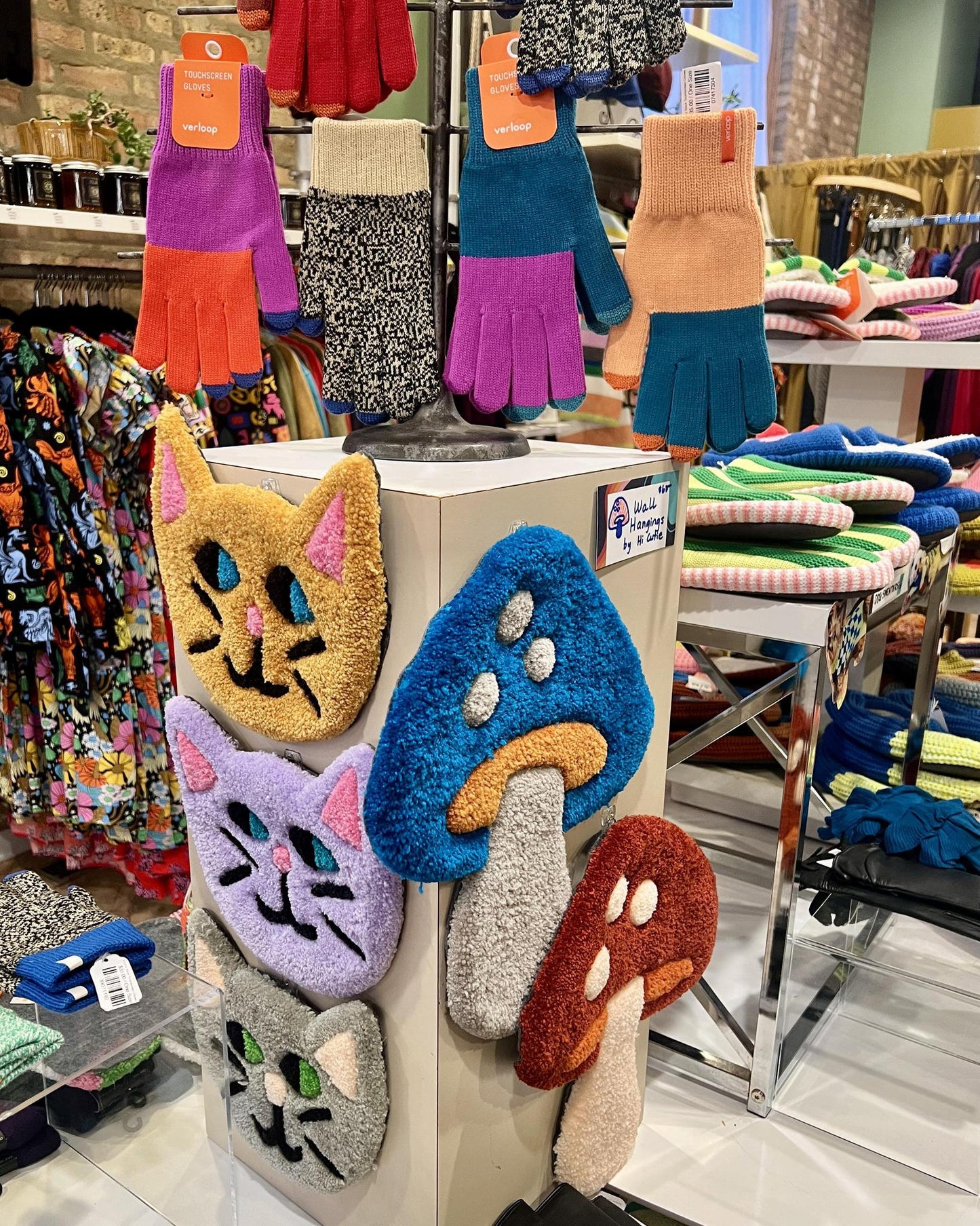 Hi Cutie Mushroom Wall Hanging in Brick Red and Tan