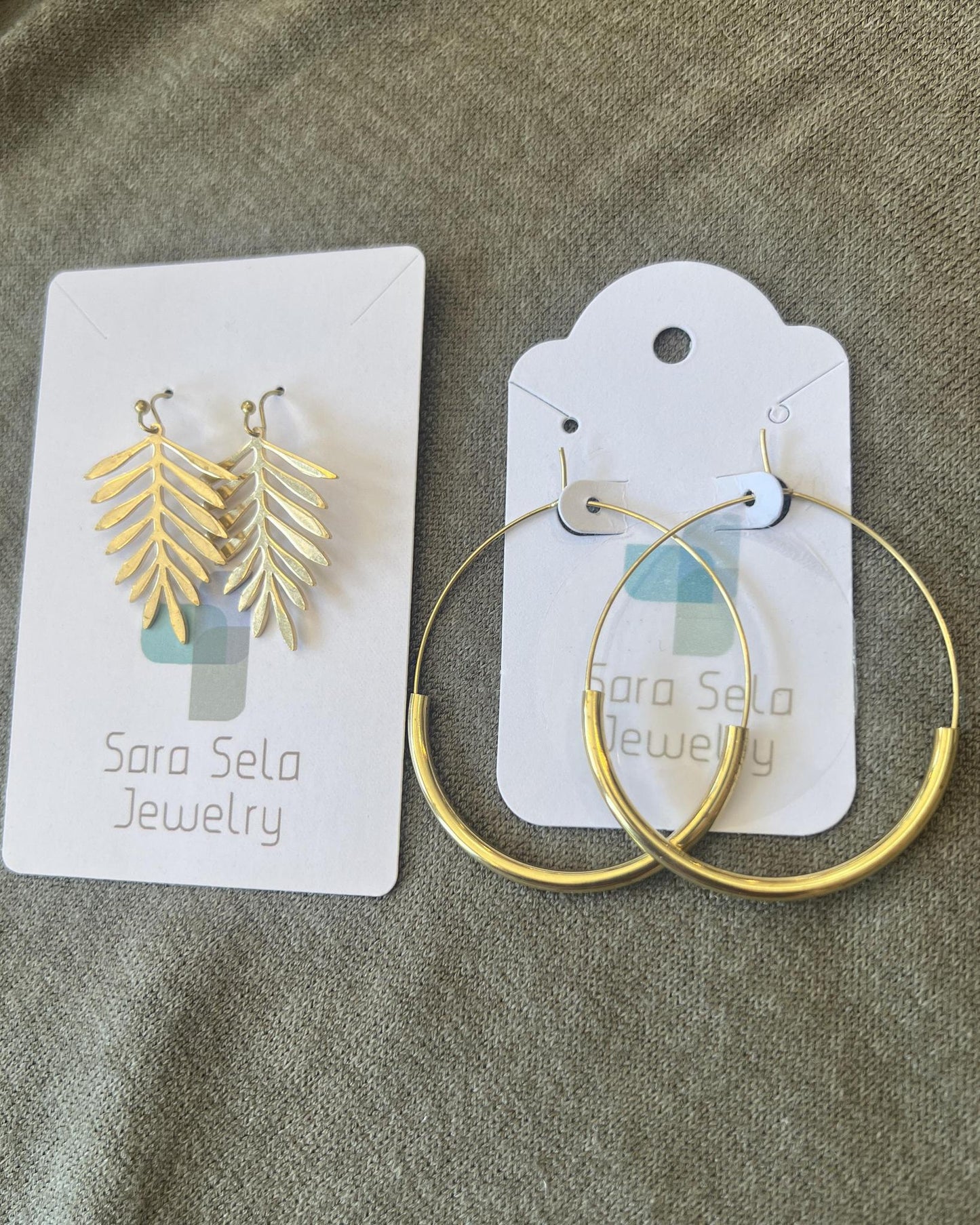 Sara Sela Brass Teardrop Hoop Earrings