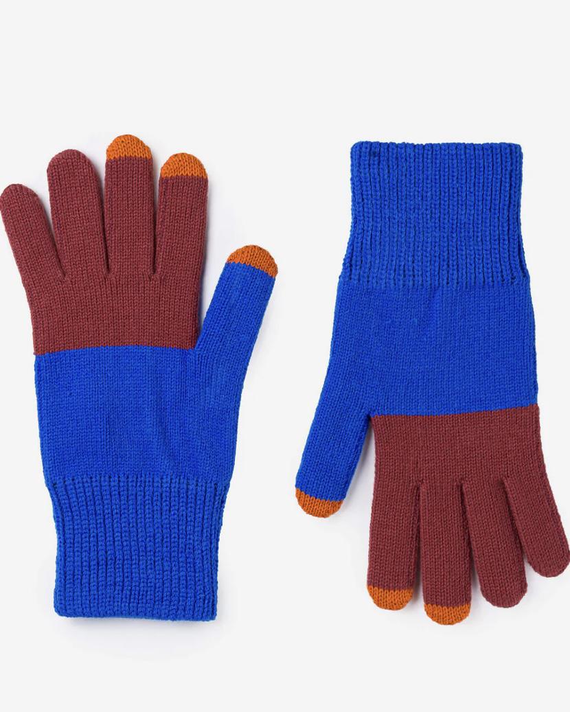 Verloop Color Block Touchscreen Gloves in Rust Cobalt
