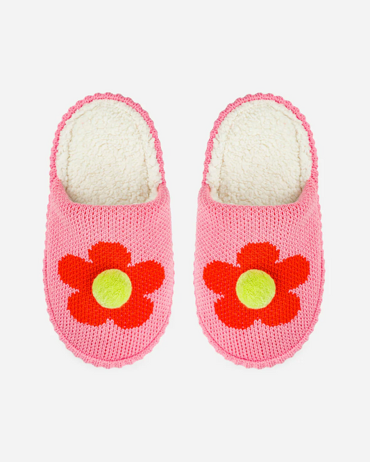 Verloop Flower Pom Slide Slippers in Pink
