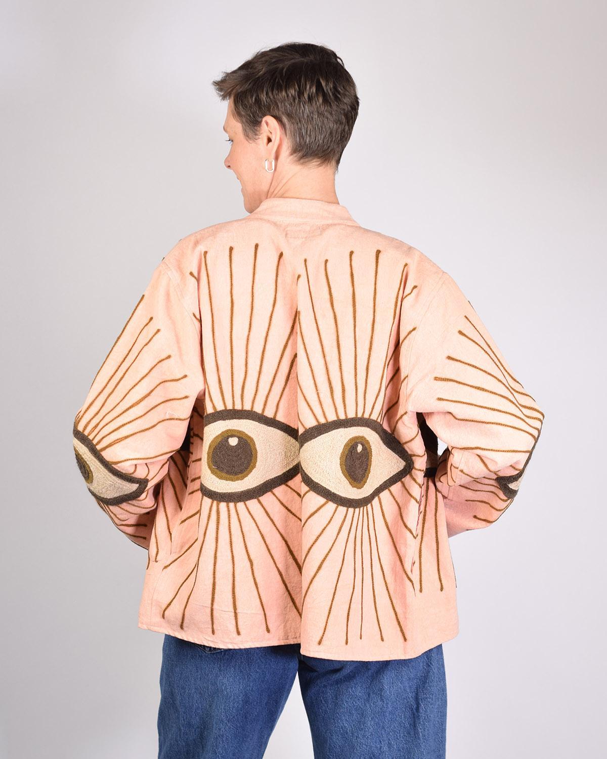 Txtile Dusty Light Peach Lightweight Evil Eye Canvas Embroidered Jacket