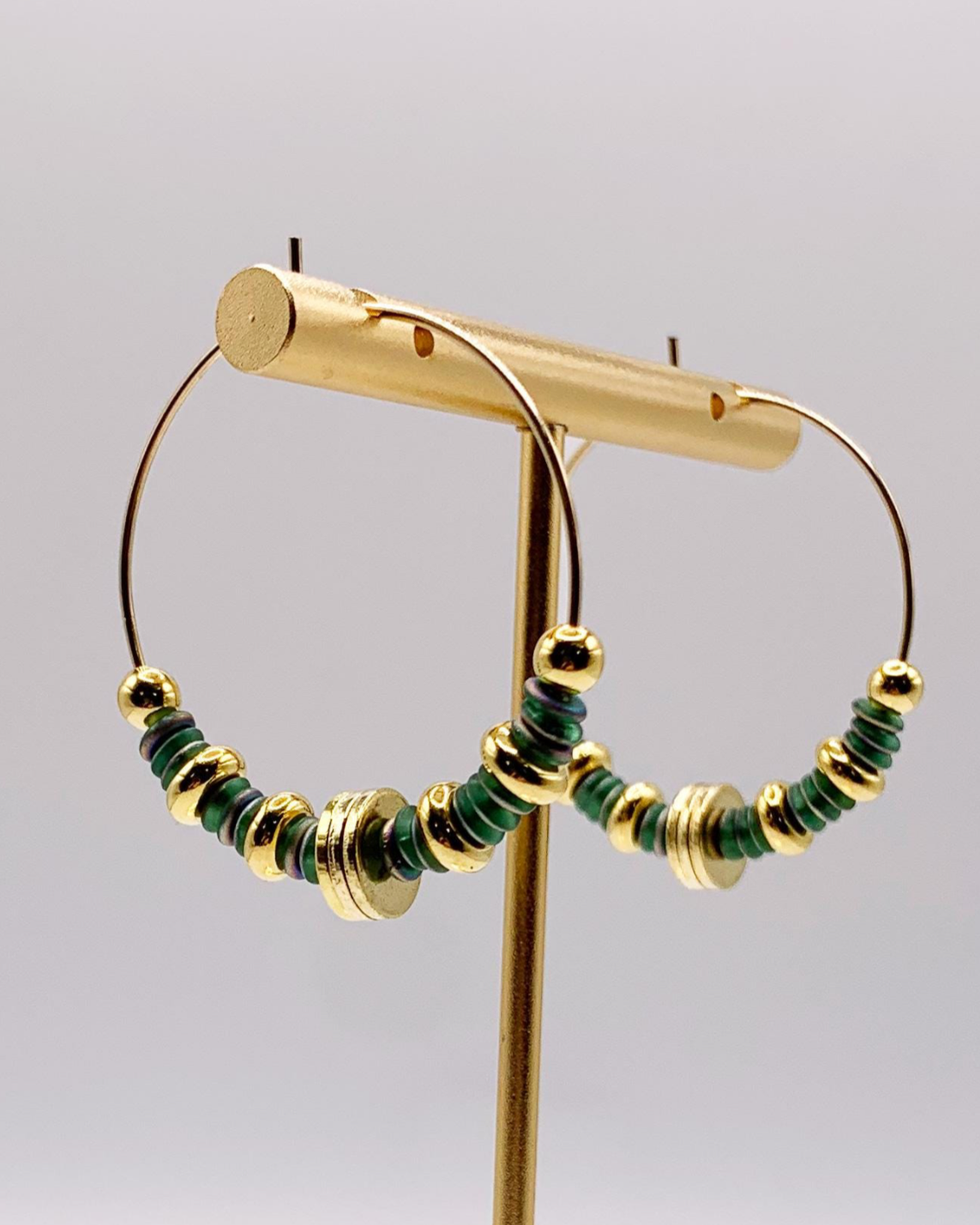 caliLOVESchi 14k Gold Hoops - Green Goddess