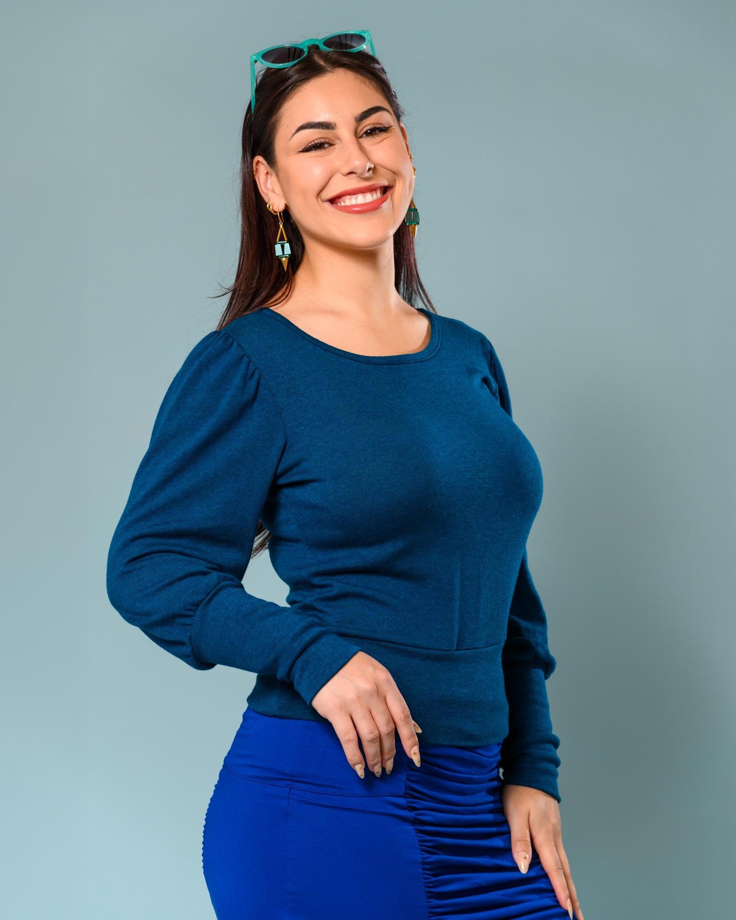 Squasht Violetta Sweater in Sapphire Blue - Size Small