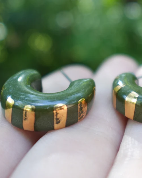 Lilikoi Project Radiant Hoops in Moss