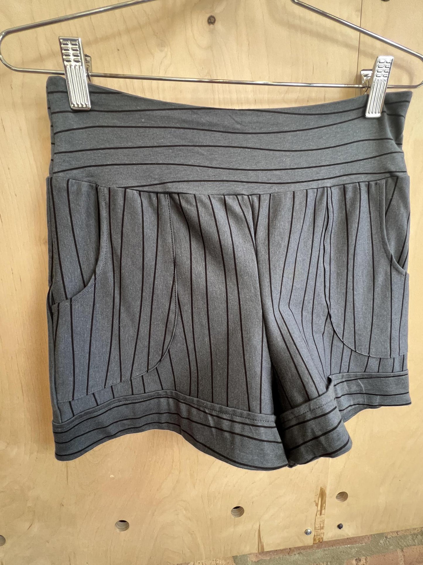 Squasht Short Shorts in Gray Lines Print - SALE - Size XS, Small, XL, 2XL