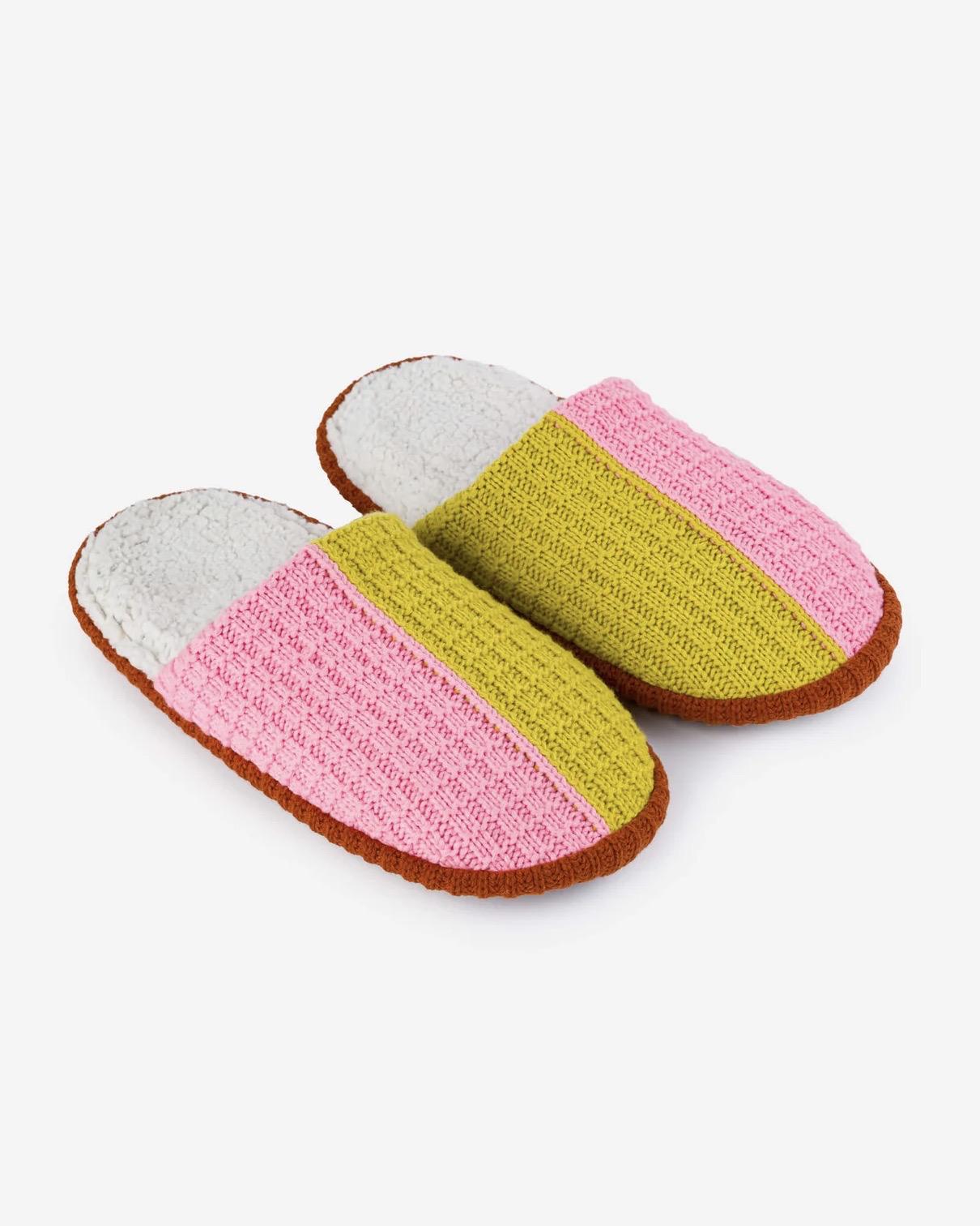 Verloop Colorblock Slide Slippers in Golden Olive Pink