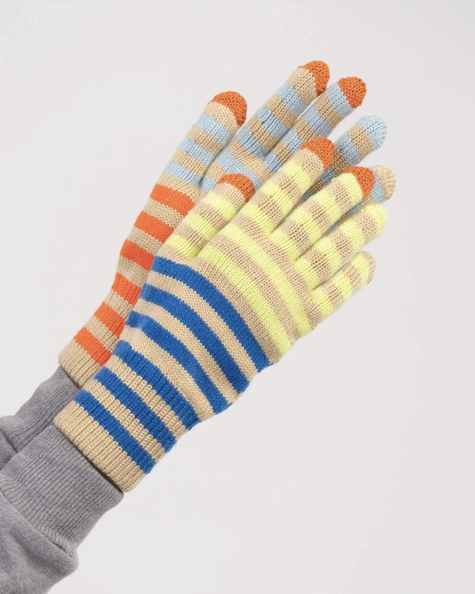 Verloop Color Stripe Touch Screen Gloves in Sand, Orange, Yellow, Blue