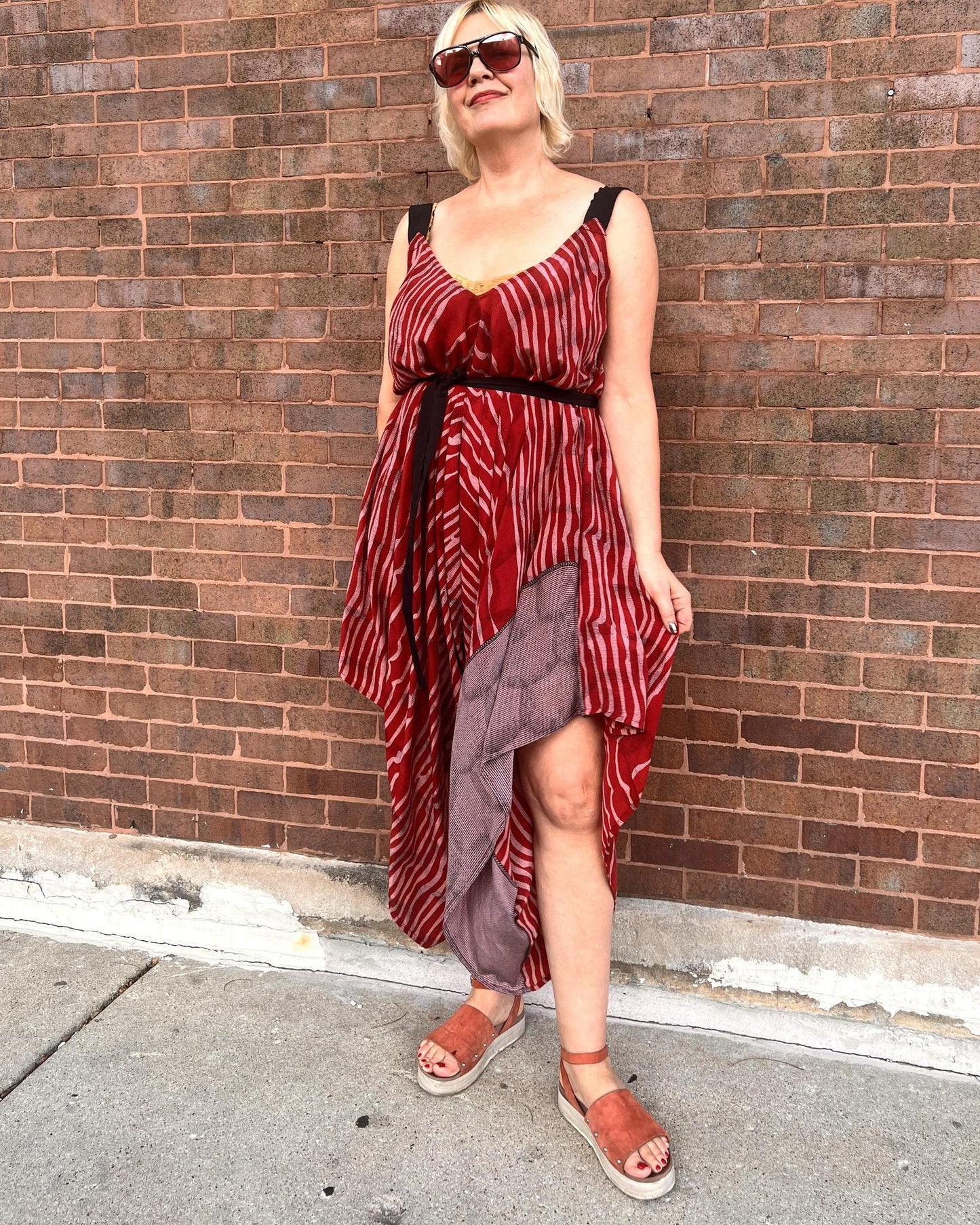 Indie Ella Zatanna Boho Silk Jumpsuit in Crimson Crush