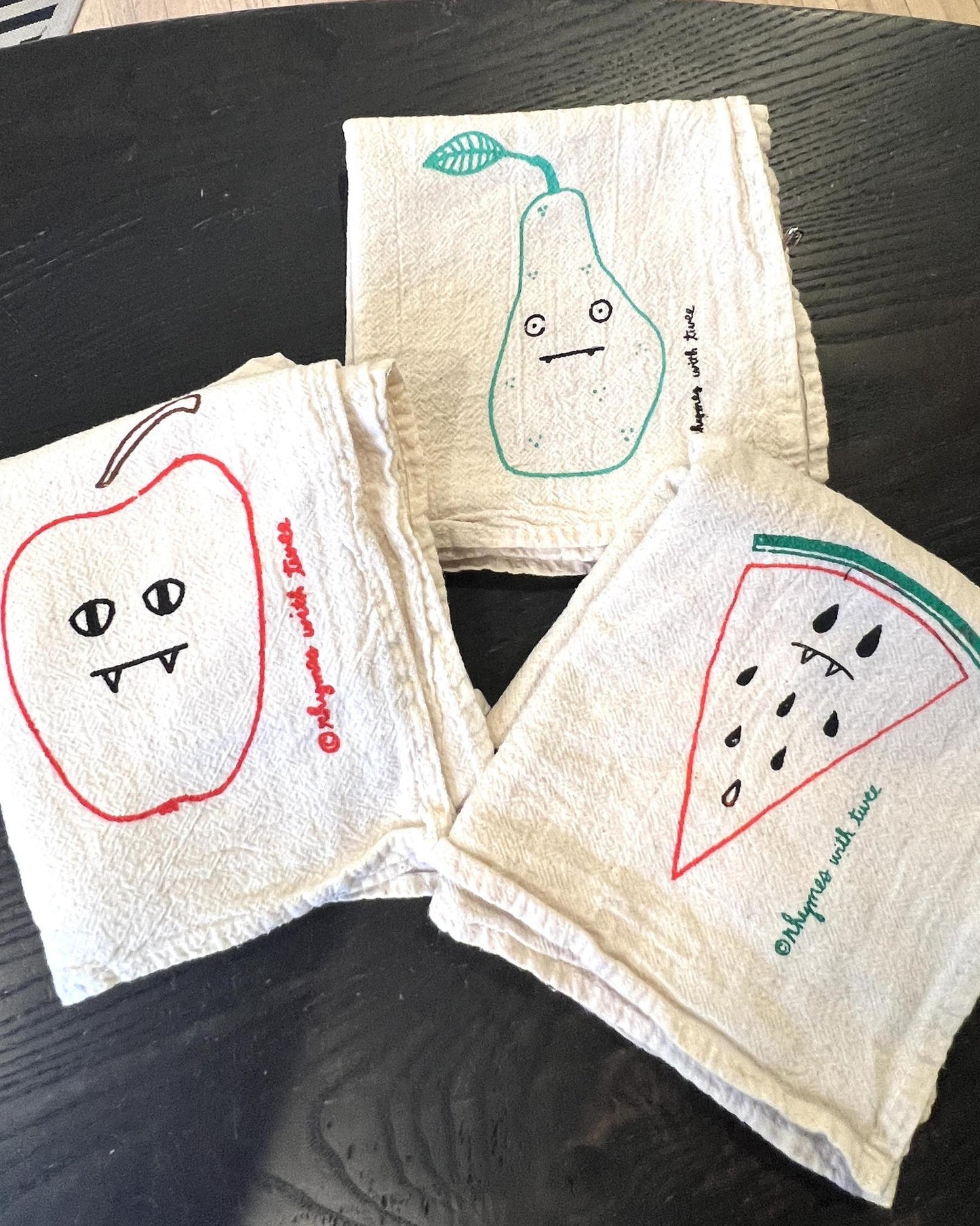 Rhymes With Twee Fanged Fruit Tea Towel - Percy Pear