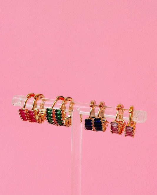 Golden Hour Single Color Gold Gem Huggie Earrings