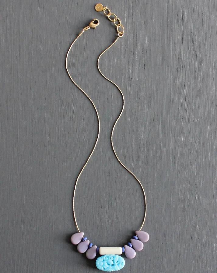 David Aubrey Carved Vintage Glass Bead Necklace
