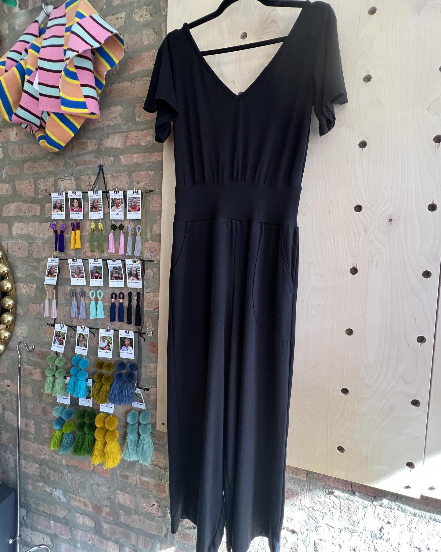 Squasht Jumpsuit with Bell Sleeves in Solid Black