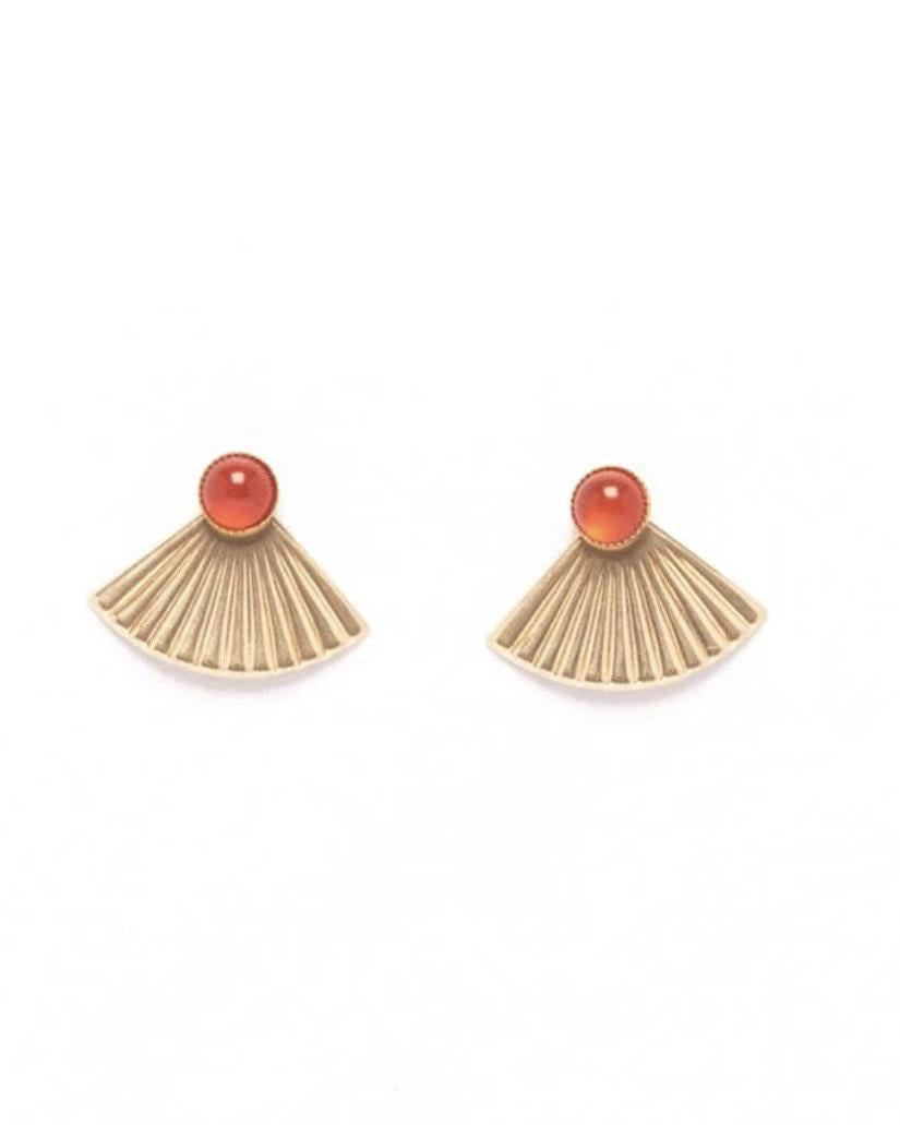 Michelle Starbuck Mini Pleat Jacket Earrings Carnelian