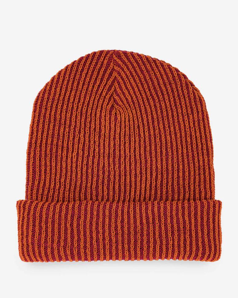 Verloop Simple Rib Knit Beanie Hat in Red Flame