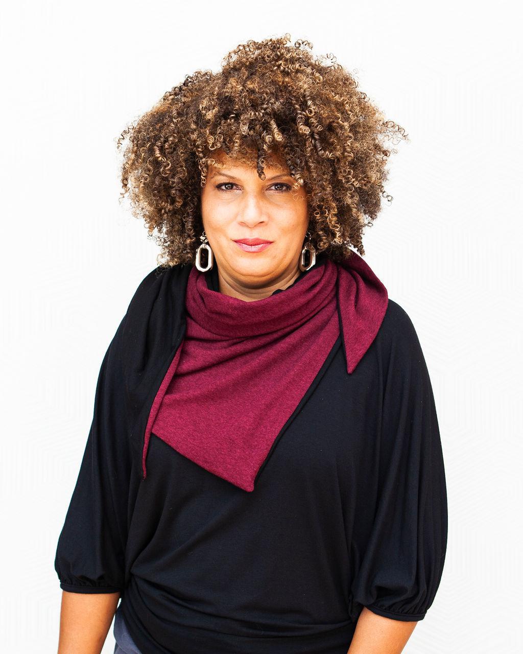 Squasht Reversible Triangle Scarf in Soft Modal Sweater Knit - Burgundy and Black