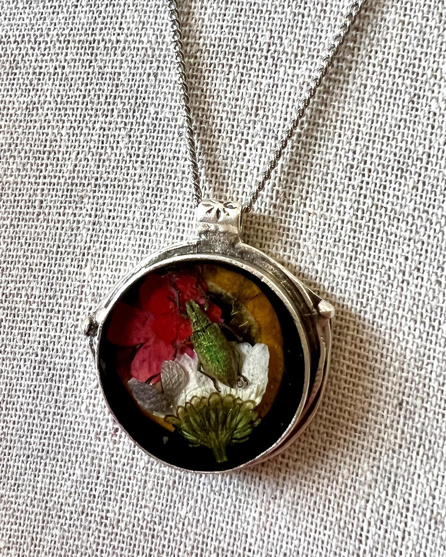 Pajaro Negro Large Botanical Fruit and Beetle Necklace