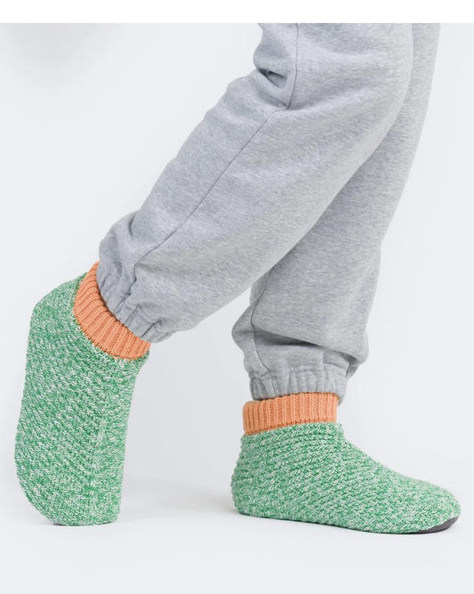 Verloop Chevron Bootie Slippers in Kelly Green and White
