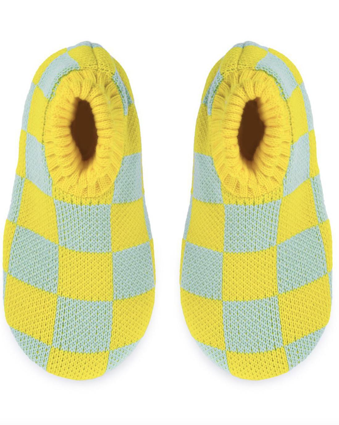 Verloop Checkerboard Sock Slipper Jade Yellow