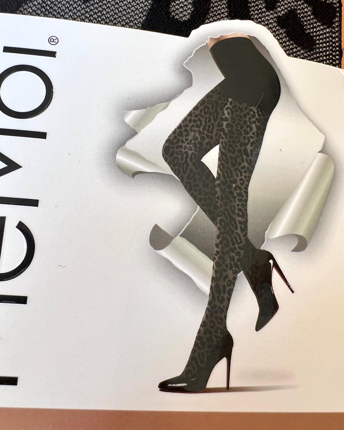 MeMoi Leopard Sheer Tights in Black