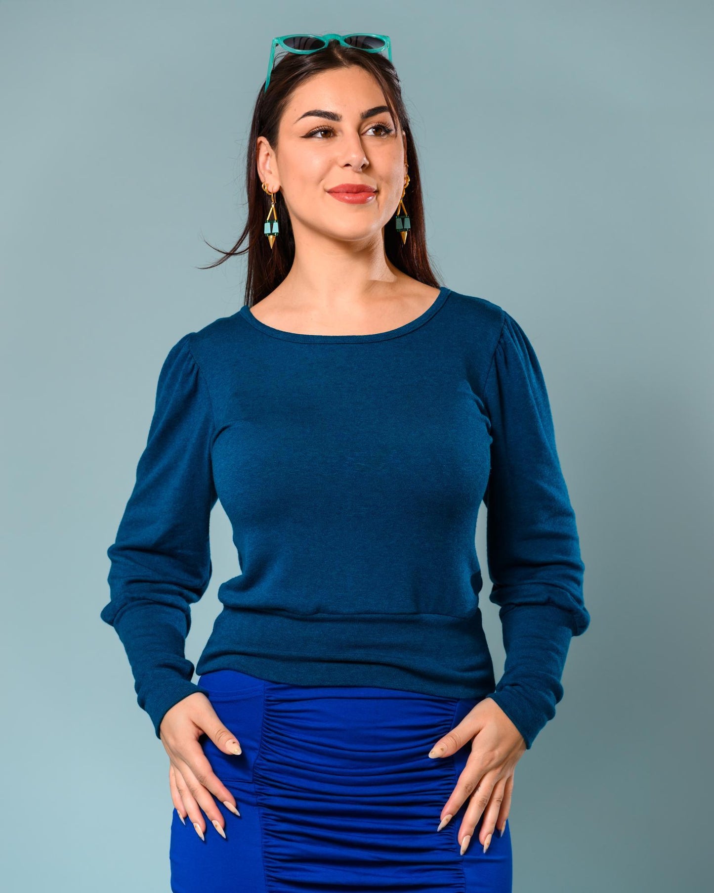 Squasht Violetta Sweater in Sapphire Blue - Size Small