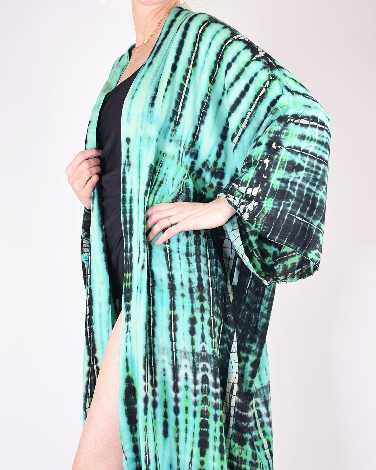Txtile Tie Dye Kimono/Cover Up - Emerald