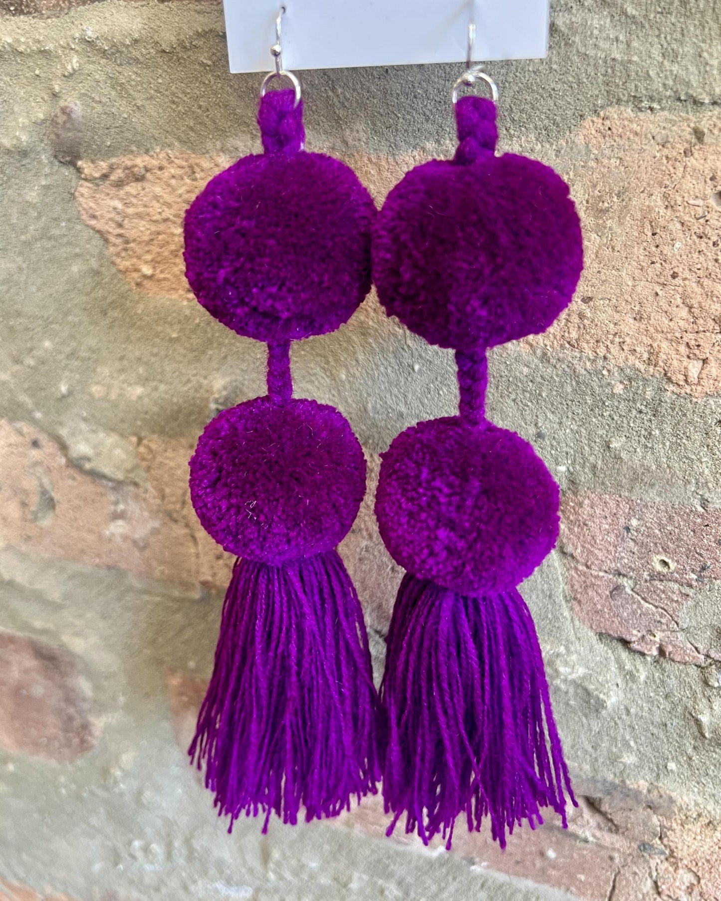 SWIETstuff Large Pom Pom Earrings Magenta