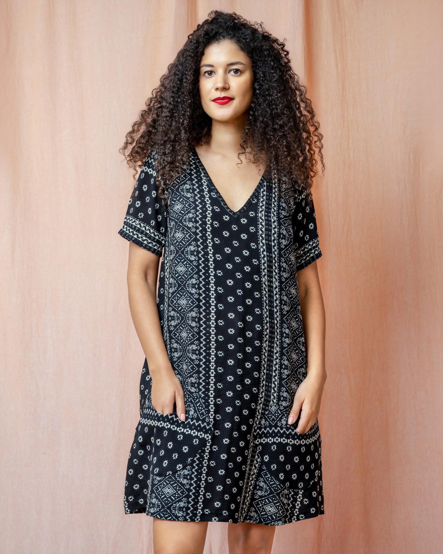 Squasht Winifred Dress in Black & White Bandana Print