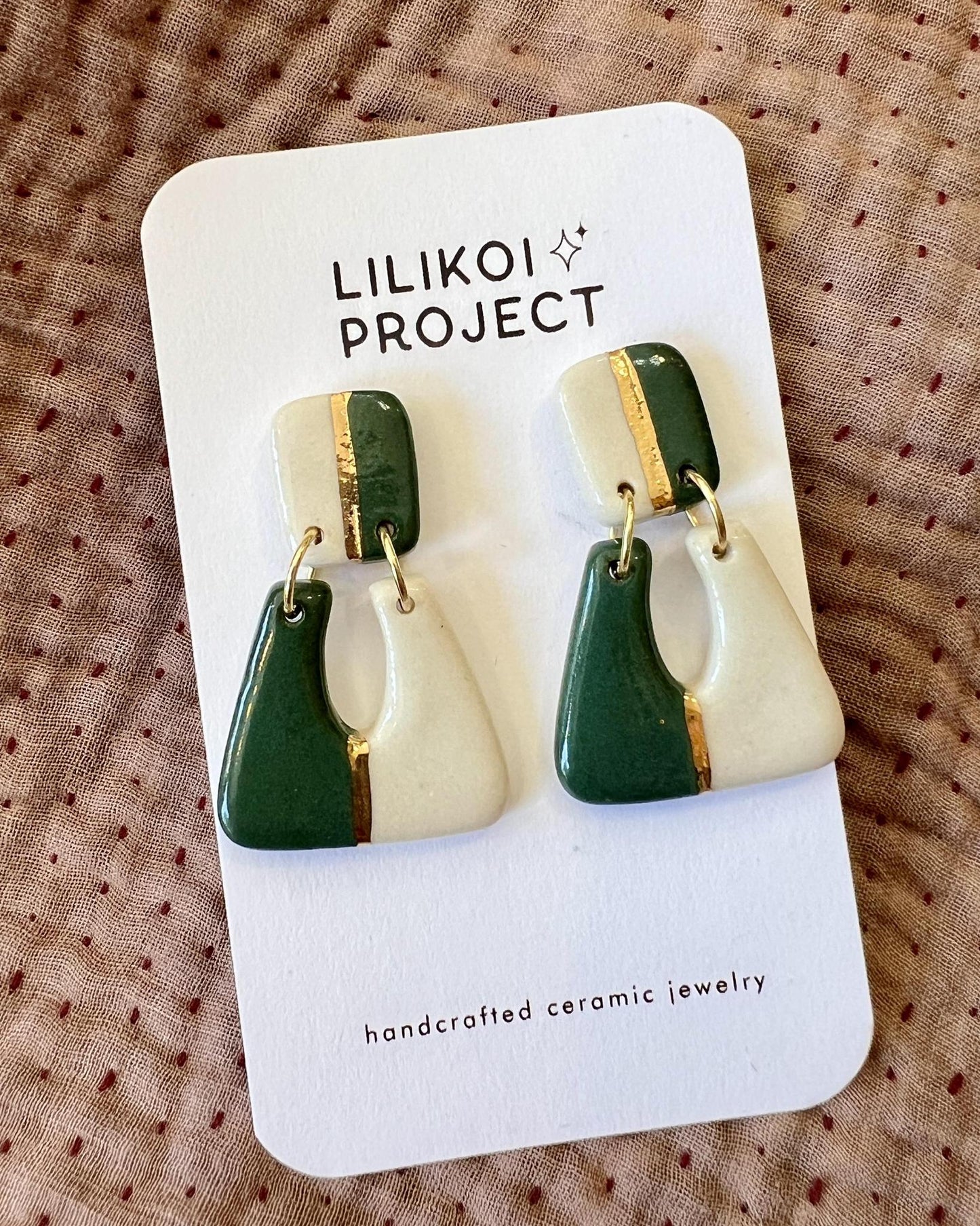 Lilikoi Project Mod Drop Earrings Forest Green