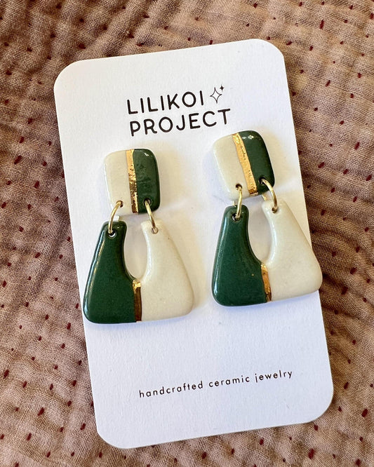Lilikoi Project Mod Drop Earrings Forest Green