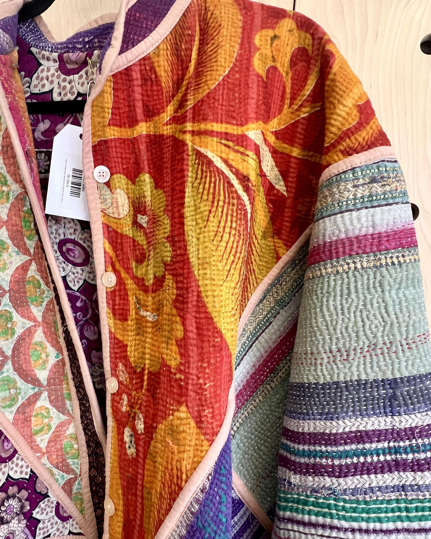 Txtile Ellie Quilted Reversible Patchwork Kantha Jacket in Kimaya