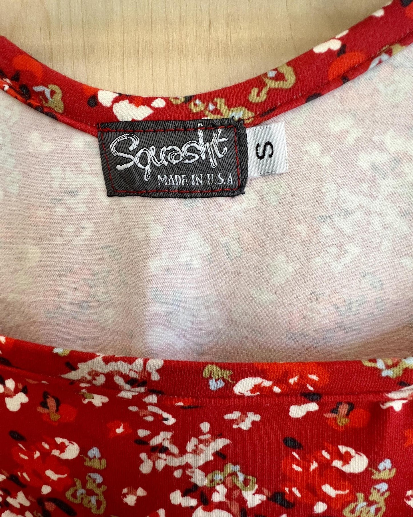 Squasht Petal Sleeve Dress in Scarlet Red Ditsy Floral Print