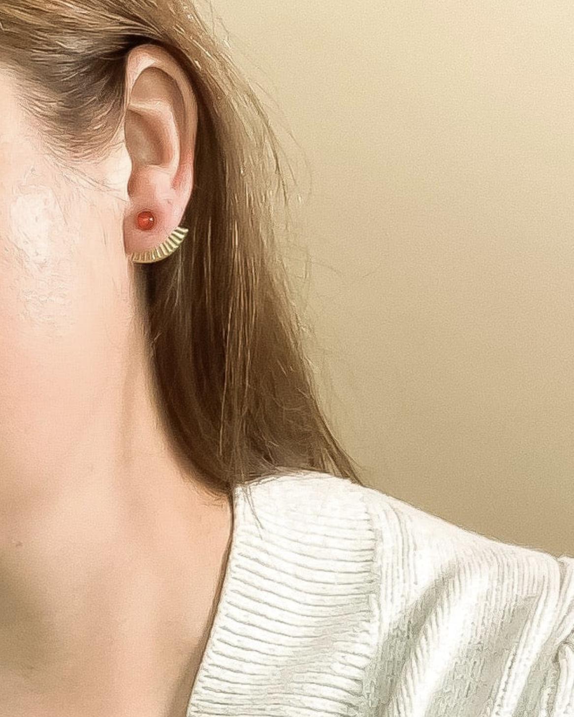 Michelle Starbuck Mini Pleat Jacket Earrings Carnelian