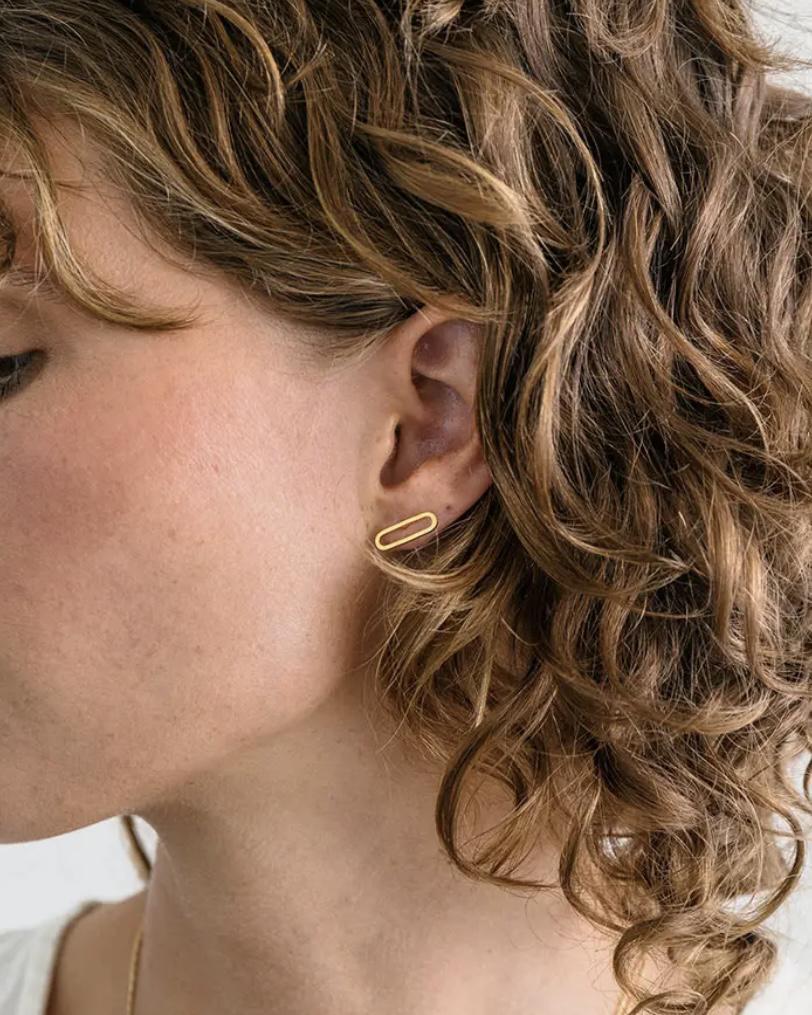 Amano Studio Modern Oval Studs - 24k Gold Plate