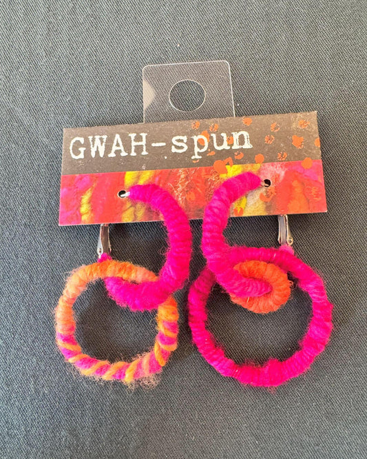GWAH-spun Hoop Earrings - Double Hoop in Pink & Orange