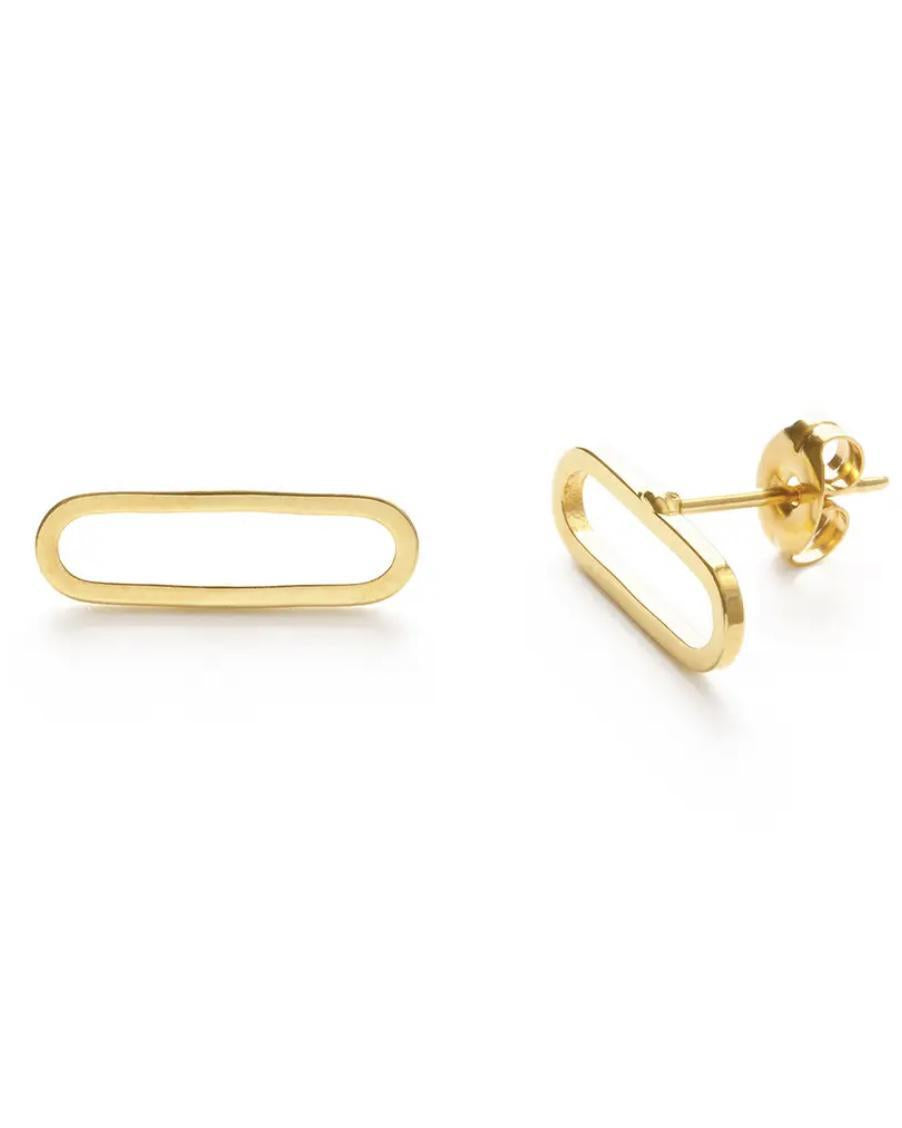 Amano Studio Modern Oval Studs - 24k Gold Plate