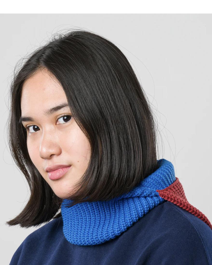 Verloop Ribbed Colorblock Balaclava in Ruby and Cobalt - SALE