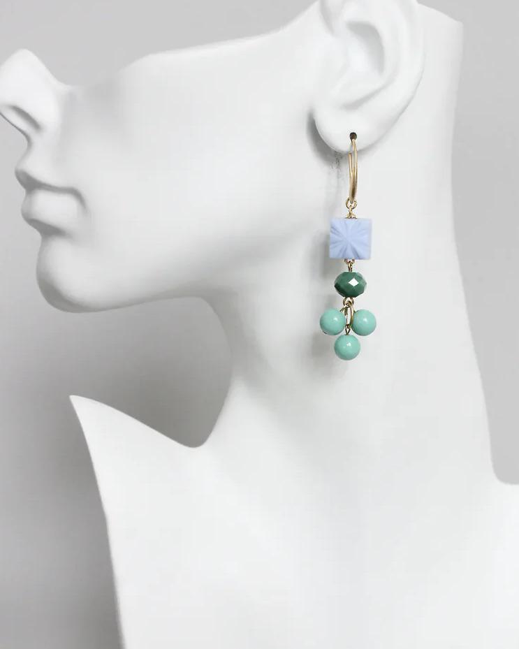 David Aubrey Periwinkle Green and Turquoise Earrings